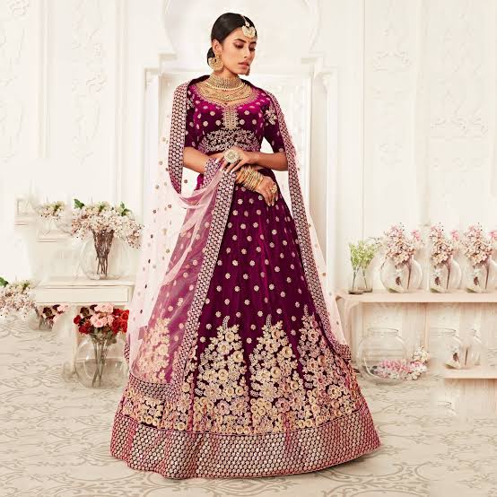 Velvet Wedding Lehenga