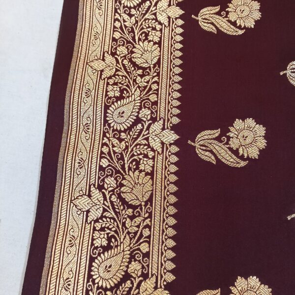 Maroon Color Banarasi Saree - Image 3