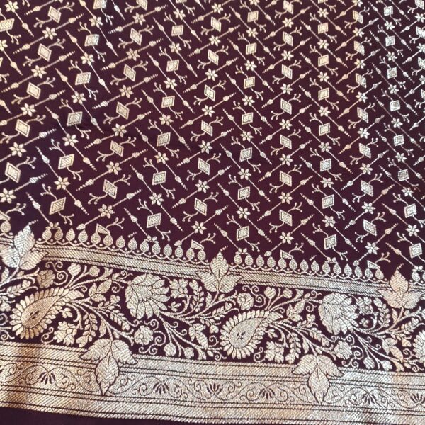 Maroon Color Banarasi Saree - Image 2