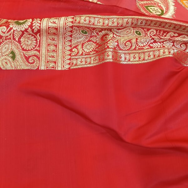 Red Mina Work Banarasi Saree - Image 5