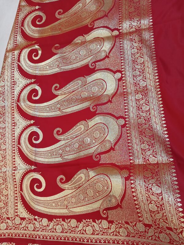 Red Wedding Banarasi Saree - Image 2