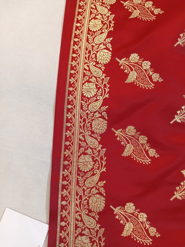 Red Wedding Banarasi Saree - Image 4